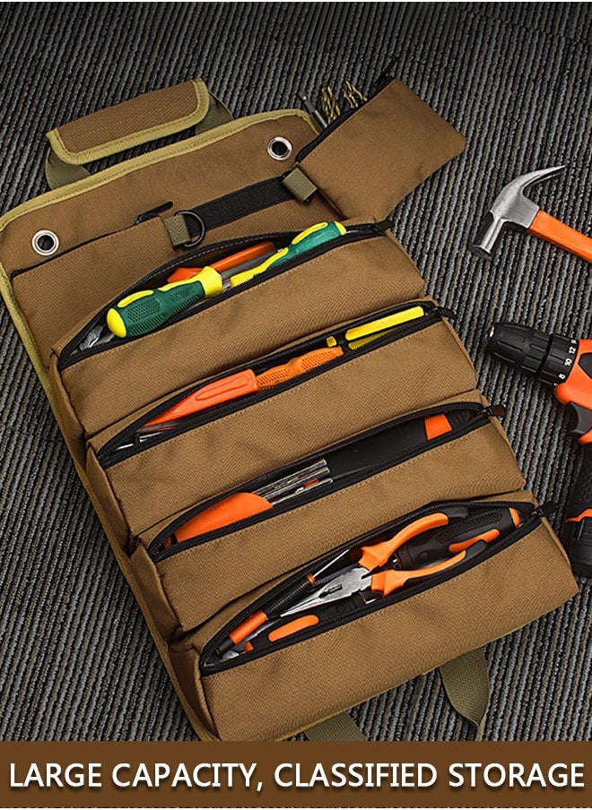 HAWAWA - Tool Bag Roll Up, Heavy Duty Rolling Tool Bag, Portable Tool Storage Box with 2 Detachable Zipper Pouch, Compact Small Carrier Bag for Electrician Mechanic - Image 1