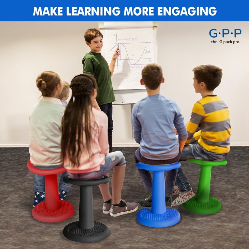 G-PACK PRO -Dynamic-, Kid Wobble Stool Pair, Wiggle Chair Flexible Seating for Preschool & Elementary Classroom, Improves Focus, Posture & ADHD/ADD-Blue 17.7 Hight' Stools Pack of 2 - Image 3
