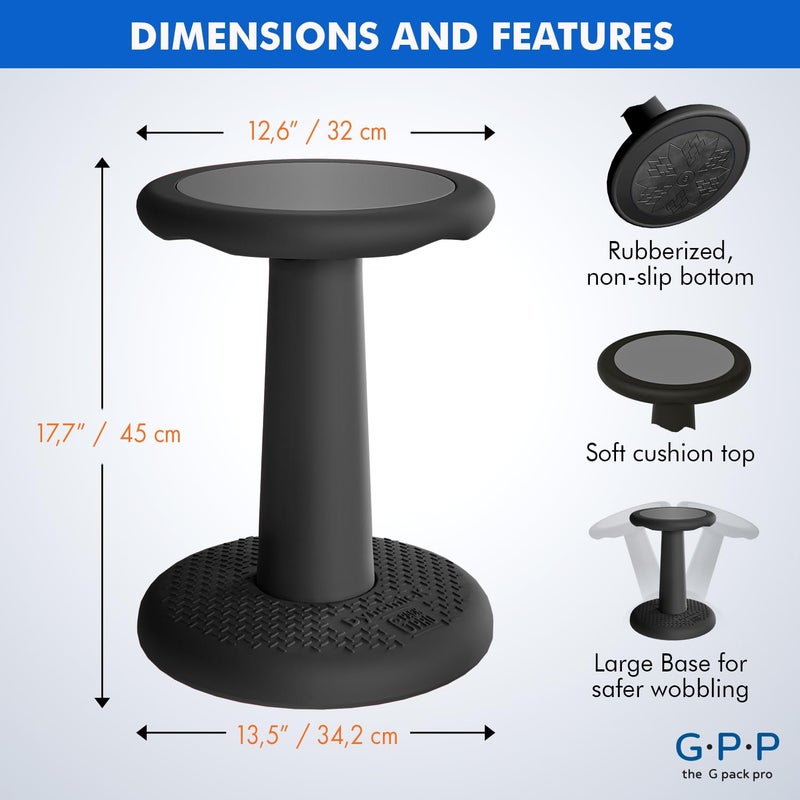 G-PACK PRO -Dynamic-, Kid Wobble Stool Pair, Wiggle Chair Flexible Seating for Preschool & Elementary Classroom, Improves Focus, Posture & ADHD/ADD-Blue 17.7 Hight' Stools Pack of 2 - Image 5