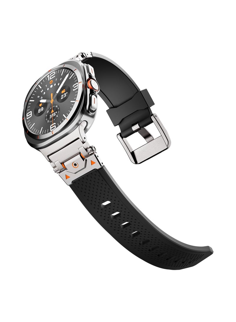 Rugged TPU Sport Band for Samsung Galaxy Watch Ultra 47mm LTE, Men and Women Durable Metal Connector Replacement Watch Strap for Samsung Watch Ultra, Titanium-Black - Image 4