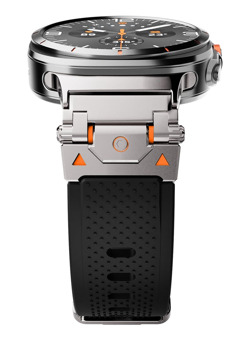 Rugged TPU Sport Band for Samsung Galaxy Watch Ultra 47mm LTE, Men and Women Durable Metal Connector Replacement Watch Strap for Samsung Watch Ultra, Titanium-Black - Image 3