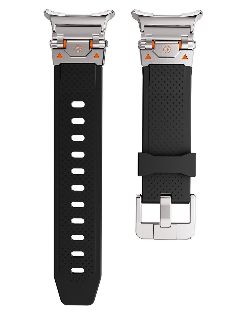 Rugged TPU Sport Band for Samsung Galaxy Watch Ultra 47mm LTE, Men and Women Durable Metal Connector Replacement Watch Strap for Samsung Watch Ultra, Titanium-Black - Image 5