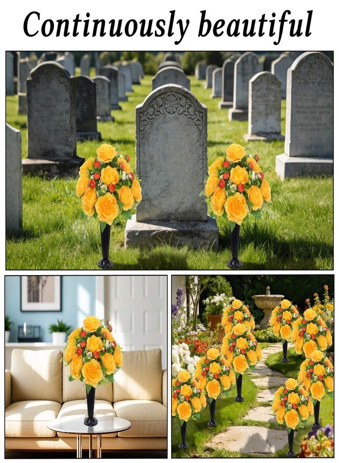 Wocst 2Sets Grave Decorations for Cemetery Memorial Flowers with Vases for Grave Decor Weatherproof,NO-Fading - Image 5
