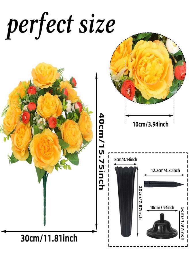 Wocst 2Sets Grave Decorations for Cemetery Memorial Flowers with Vases for Grave Decor Weatherproof,NO-Fading - Image 3