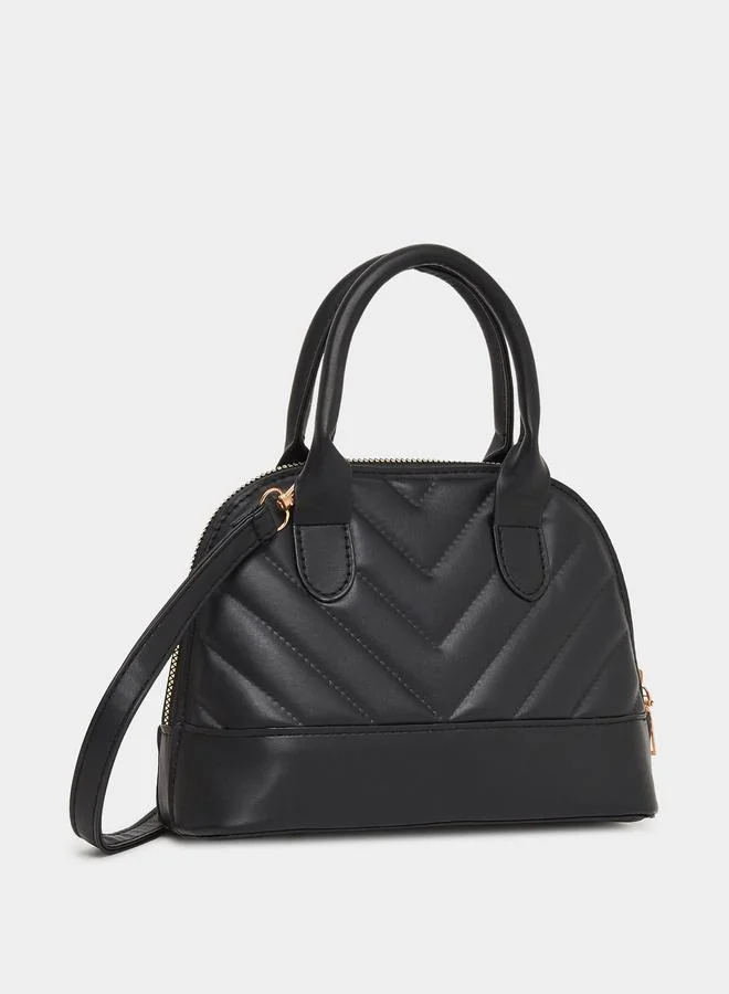 Styli Women Black V Quilted Handbag