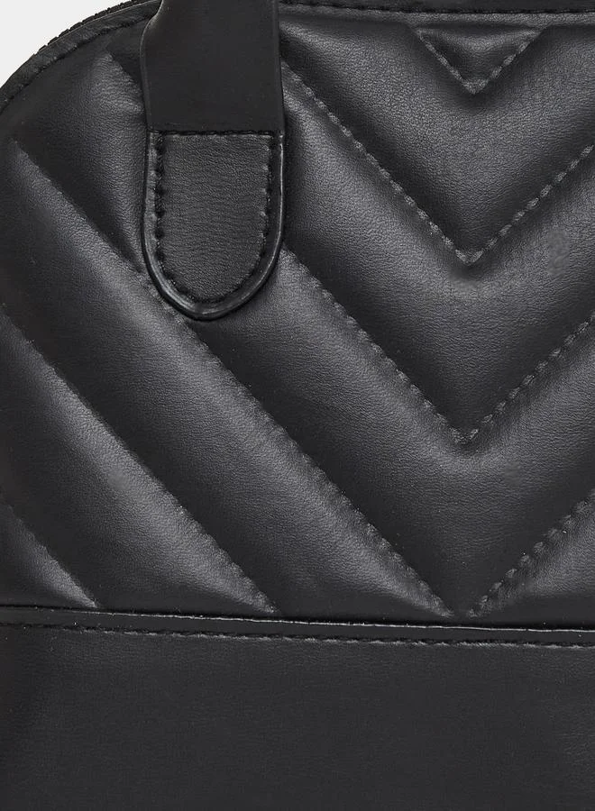 Styli Women Black V Quilted Handbag
