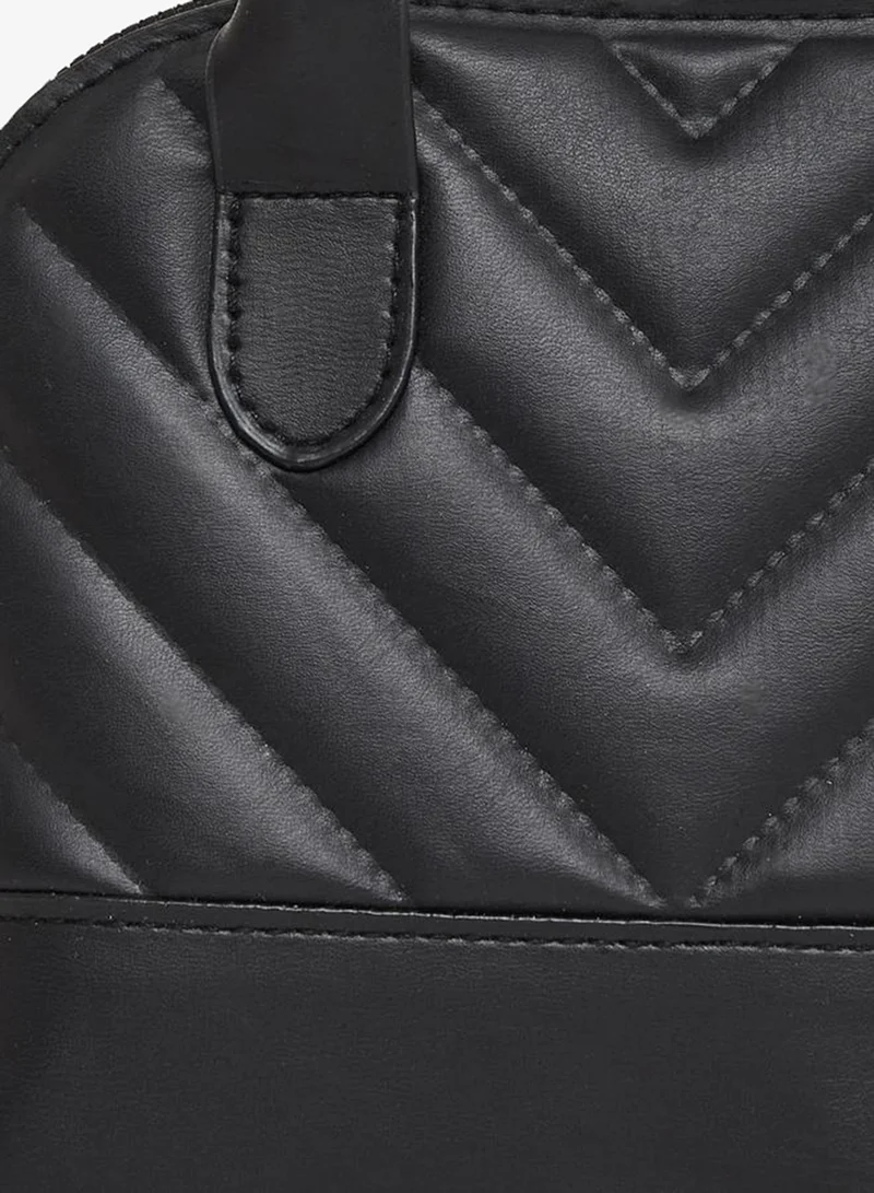 Styli Women Black V Quilted Handbag