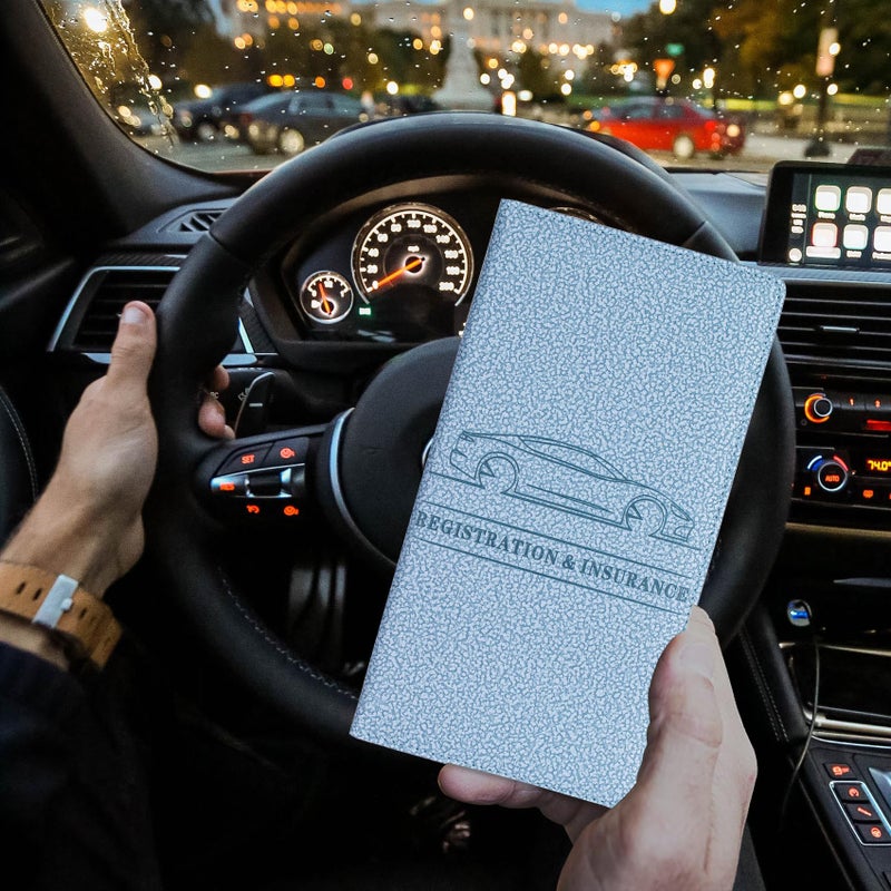 TOURSUIT Car Registration and Insurance Card Holder, Vehicle License Document Glove Box Compartment Organizer, Essential Car Wallet Case for Driver Auto Owners (M Light Blue) - Image 3