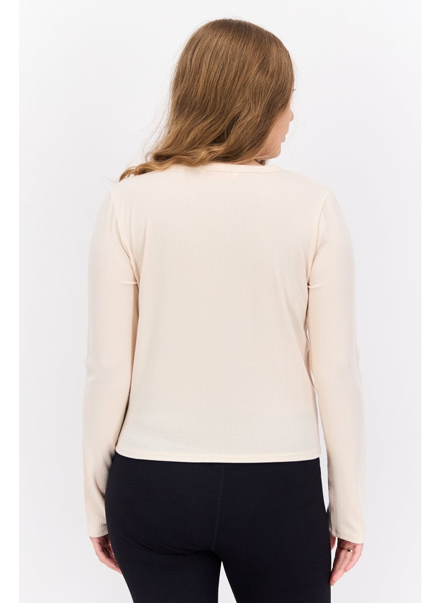 TRIUMPH Women Round Neck Long Sleeve Textured Top, Cream  - Image 3