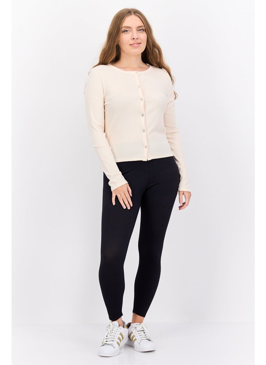 TRIUMPH Women Round Neck Long Sleeve Textured Top, Cream  - Image 4