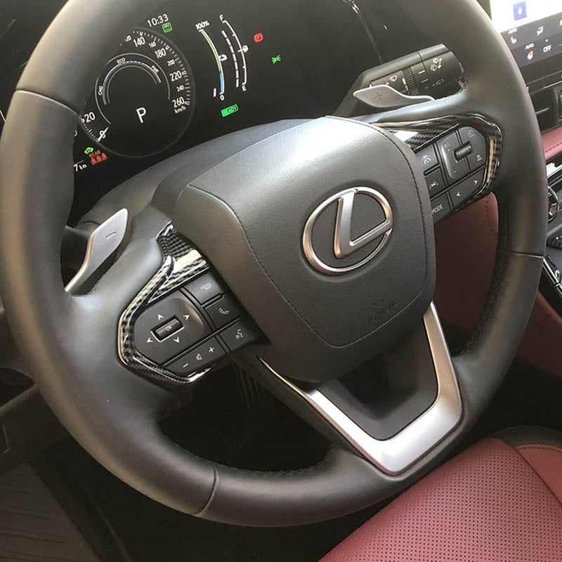 ZiWen ملحقات غطاء عجلة القيادة الداخلية لسيارات Lexus RX 350 RX 500h 2023 2024 NX 250 NX 350 NX 350h NX 450h 2022 2023 2024 GX TX (طباعة ألياف الكربون) - Image 3