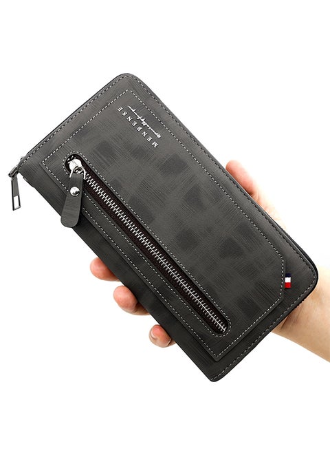 Stylish Large Capacity Men's Long Wallet Clutch Zipper Bag with Strap for Business and Casual Use