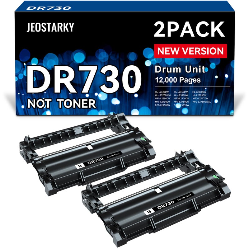 Jeostarky Compatible DR730 Unit Brother (NOT Toner) Replacement for Brother DR730 DR 730 for MFC-L2710DW MFC-L2750DW HL-L2350DW HL-L2395DW HL-L2370DW HL-L2390DW HL-L2379DW DCP-L2550DW(2 Black) - Image 1