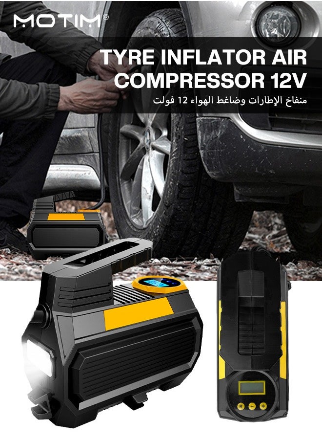 Motim Heavy Duty Portable Tyre Inflator, 150PSI Car Air Compressor Car Tyre Pump with LED Light, Tyre Pressure Gauge, Auto-Stop Car Air Pump with Digital Display, 35 Seconds Fast Charging for Truck, RV, Pickup Trucks, Motorcycle, Ball  - Image 2