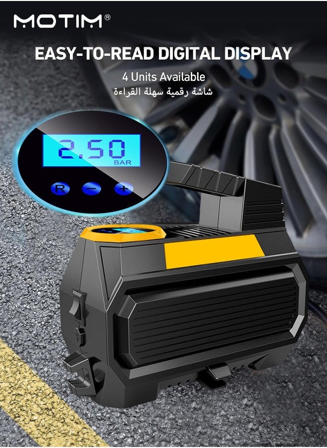 Motim Heavy Duty Portable Tyre Inflator, 150PSI Car Air Compressor Car Tyre Pump with LED Light, Tyre Pressure Gauge, Auto-Stop Car Air Pump with Digital Display, 35 Seconds Fast Charging for Truck, RV, Pickup Trucks, Motorcycle, Ball  - Image 4