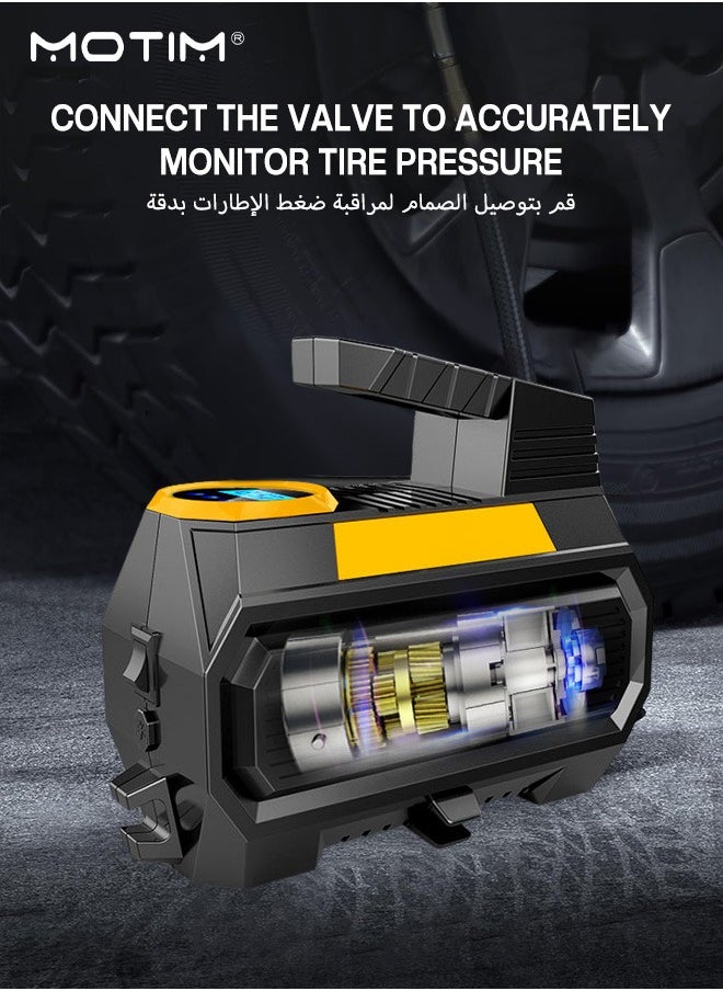 Motim Heavy Duty Portable Tyre Inflator, 150PSI Car Air Compressor Car Tyre Pump with LED Light, Tyre Pressure Gauge, Auto-Stop Car Air Pump with Digital Display, 35 Seconds Fast Charging for Truck, RV, Pickup Trucks, Motorcycle, Ball  - Image 5
