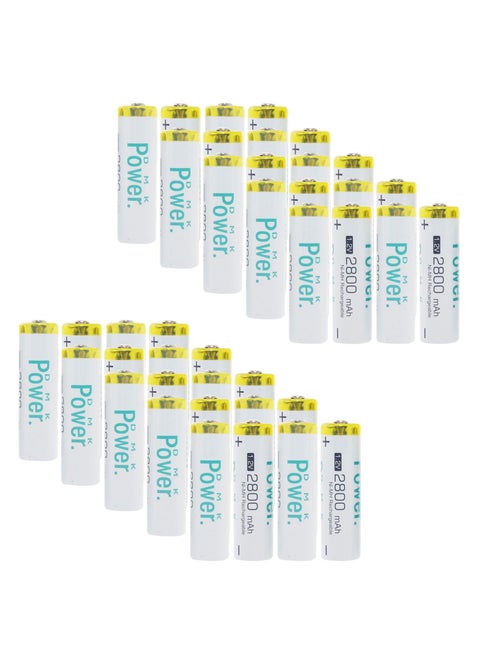 DMK Power 1BOX AA Rechargeable Battery 2800mAh 1.2V NiMH Low Self Discharge 40pcs for House hold devices, toys, remote, etc...
