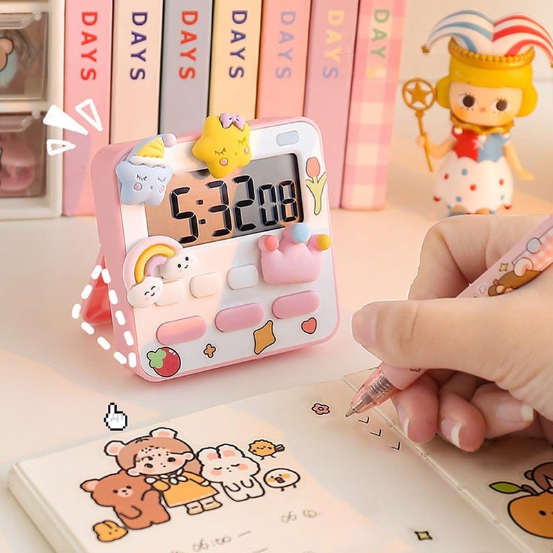 PAHALUXE PAHALUXE Digital Kitchen Timer Stopwatch with 3D Stickers Countdown Large Digits Loud Alarm Magnetic Stand for Cooking Baking Kids Study Teacher Shower Oven Back Stand Hanging Hole - Image 2