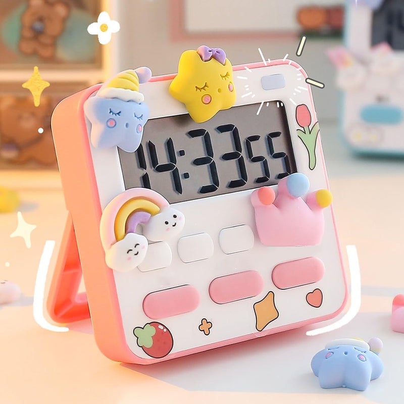 PAHALUXE PAHALUXE Digital Kitchen Timer Stopwatch with 3D Stickers Countdown Large Digits Loud Alarm Magnetic Stand for Cooking Baking Kids Study Teacher Shower Oven Back Stand Hanging Hole - Image 1