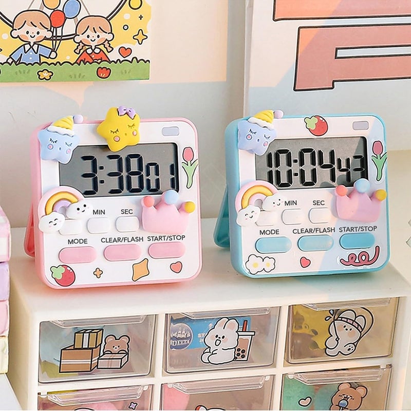PAHALUXE PAHALUXE Digital Kitchen Timer Stopwatch with 3D Stickers Countdown Large Digits Loud Alarm Magnetic Stand for Cooking Baking Kids Study Teacher Shower Oven Back Stand Hanging Hole - Image 3