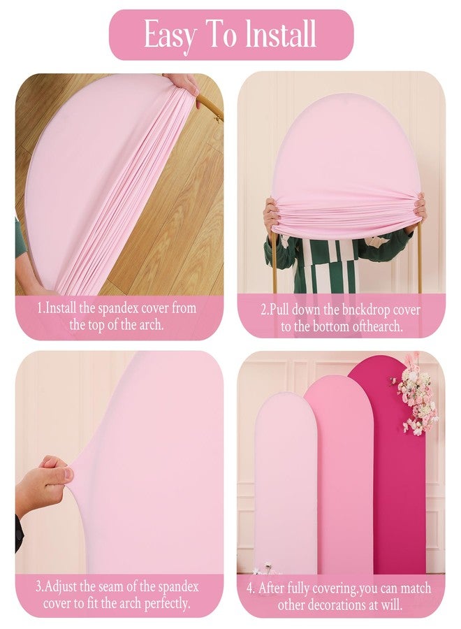 HB HBB MAGIC Arch Backdrop Cover Set of 3 Pink Arch Covers Stretchy Backdrop 6FT 6.6FT 7.2FT Wedding Arch Cover Bridal Baby Shower Birthday Photo Backdrop Party Hot Pink Arch Stand Covers Gradient Pink - Image 5