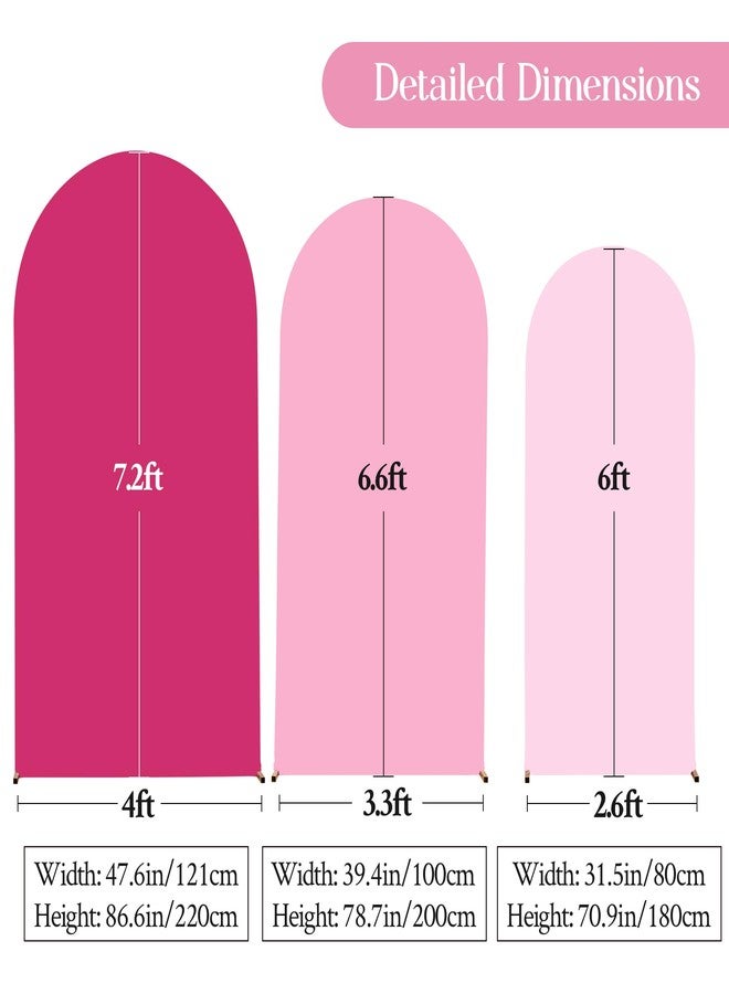 HB HBB MAGIC Arch Backdrop Cover Set of 3 Pink Arch Covers Stretchy Backdrop 6FT 6.6FT 7.2FT Wedding Arch Cover Bridal Baby Shower Birthday Photo Backdrop Party Hot Pink Arch Stand Covers Gradient Pink - Image 4