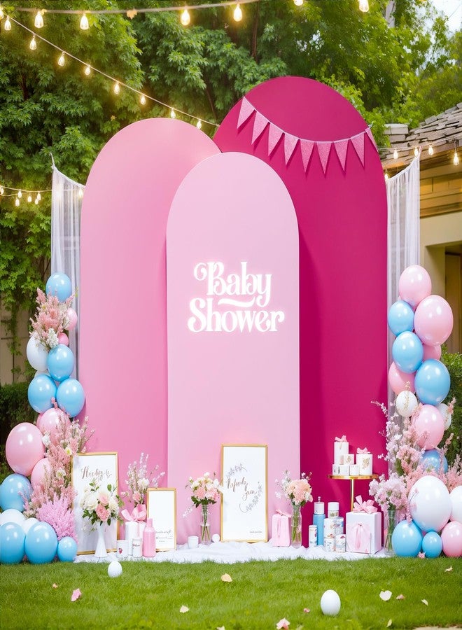 HB HBB MAGIC Arch Backdrop Cover Set of 3 Pink Arch Covers Stretchy Backdrop 6FT 6.6FT 7.2FT Wedding Arch Cover Bridal Baby Shower Birthday Photo Backdrop Party Hot Pink Arch Stand Covers Gradient Pink - Image 3