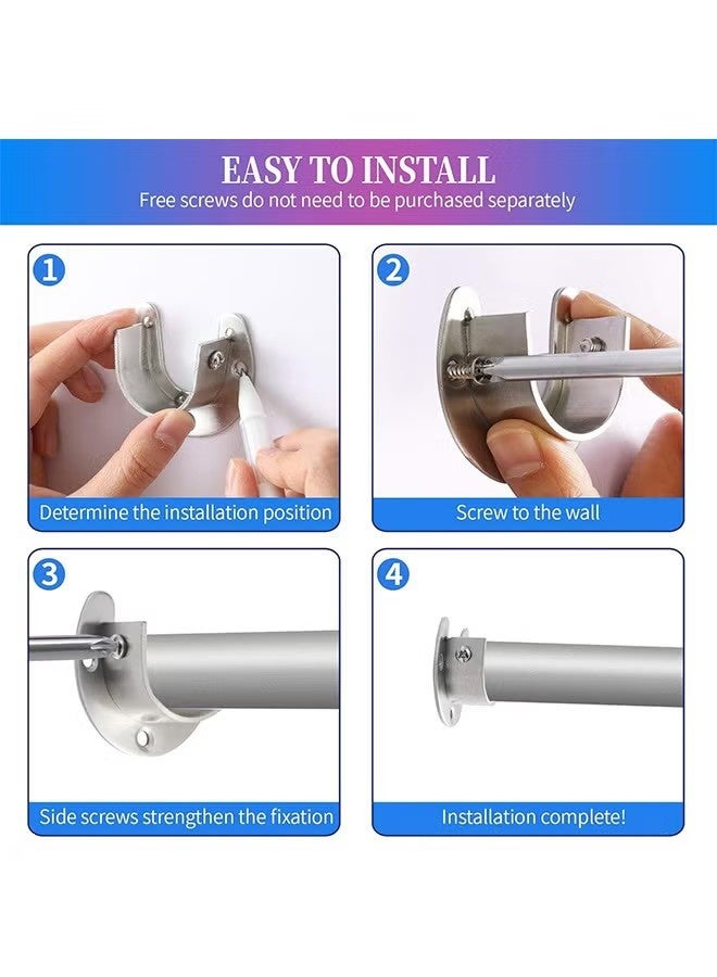 واي جيه حوامل قضيب خزانة قوية، حامل قضيب دش للخزانة، حوامل قضيب الخزانة، مقابس عمود الخزانة، دعائم قضيب الخزانة للقضيب (قطعتان، فضي) - Image 5