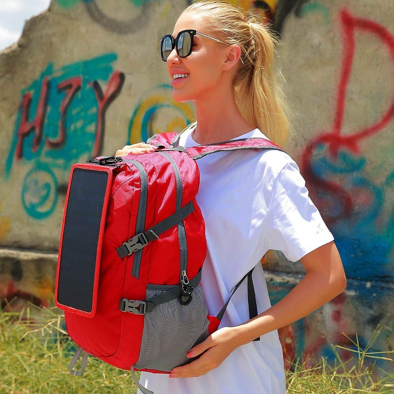 ECEEN Solar Backpack Travel Daypack Lightweight Packable with Solar Panel Charger for Phone Power Bank Outdoor Emergency Charger Camping Beach Essentials Gears - Image 3