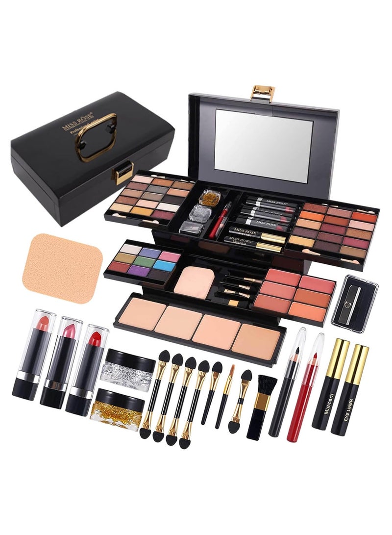 مس روز ميس روز 331Y مجموعة مكياج متكاملة للنساء – طقم هدايا شامل يحتوي على ظل عيون، بلاشر، بودرة حواجب، خافي عيوب، قلم كحل ومرآة – مجموعة مكياج كاملة احترافية M54 - Image 1