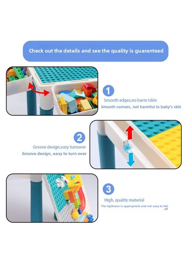 Generic - Children's Building Blocks Table Multi-functional Boys' And Girls' Early Childhood Education Assembled Educational And Brain-moving Baby 2 Large Particle Toys 3 Years Old-Color:[large Study Table] + 236 Diy Building Blocks + 106 Slides + 2 Chairs - Image 1