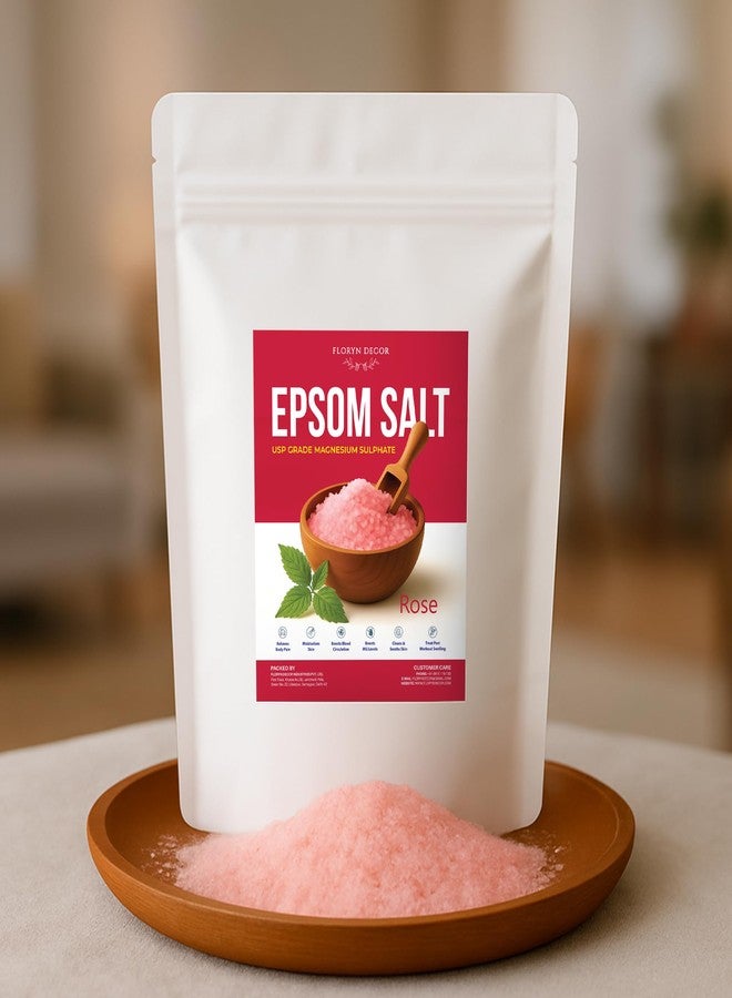 Floryn Decor Bath Salt for Body | Foot Spa, Calming, Relaxing,Muscle Pain Relief, Aromatherapy with 100% Pure & Natural Sea Salt | Epsom salt for bath | Scent- Rose,500gm (500g, Rose) - Image 1