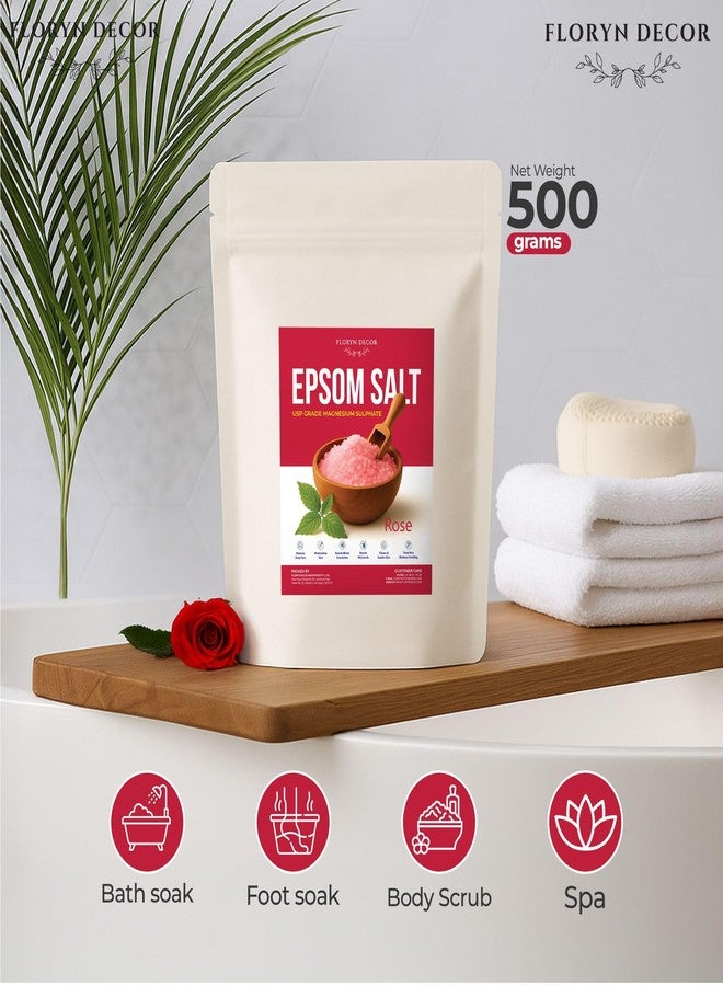 Floryn Decor Bath Salt for Body | Foot Spa, Calming, Relaxing,Muscle Pain Relief, Aromatherapy with 100% Pure & Natural Sea Salt | Epsom salt for bath | Scent- Rose,500gm (500g, Rose) - Image 5