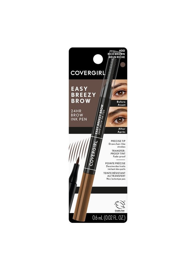 CoverGirl COVERGIRL - Easy Breezy Brow 24HR Brow Ink Pen™, dual applicator, ultra-precise felt-tip, spoolie comb, water-resistant, lightweight, 100% Cruelty-Free  - Image 3