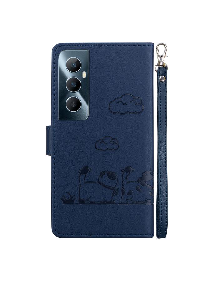 اس-توب جراب هاتف Realme C65 4G من الجلد برسومات قطط لطيفة بتقنية RFID - Image 3