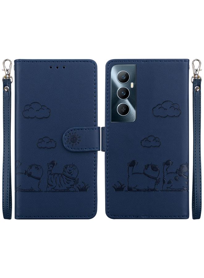 اس-توب جراب هاتف Realme C65 4G من الجلد برسومات قطط لطيفة بتقنية RFID - Image 1