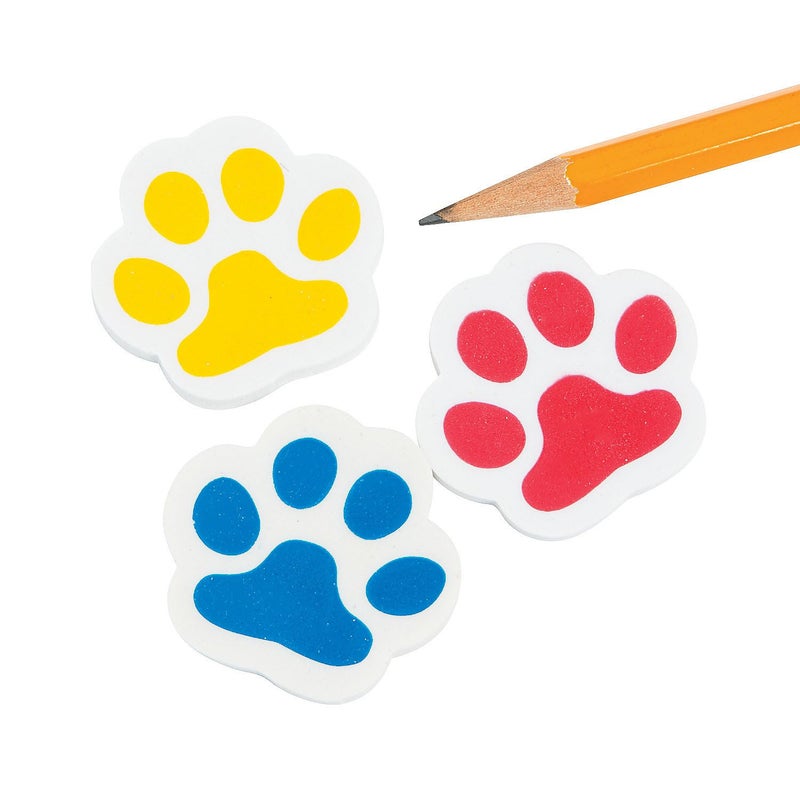 Fun Express Pawprint Erasers - 24 Pieces - Educational and Learning Activities for Kids - Image 1