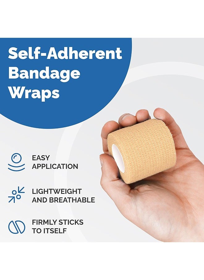 Beauenty Pack Of 3 Self Adhesive Bandage Wraps, 2” x 5 Yards Self-Adherent Cohesive Bandage Rolls Strong Sports Tape for Wrist Ankle Sprains & Swelling  - Image 2