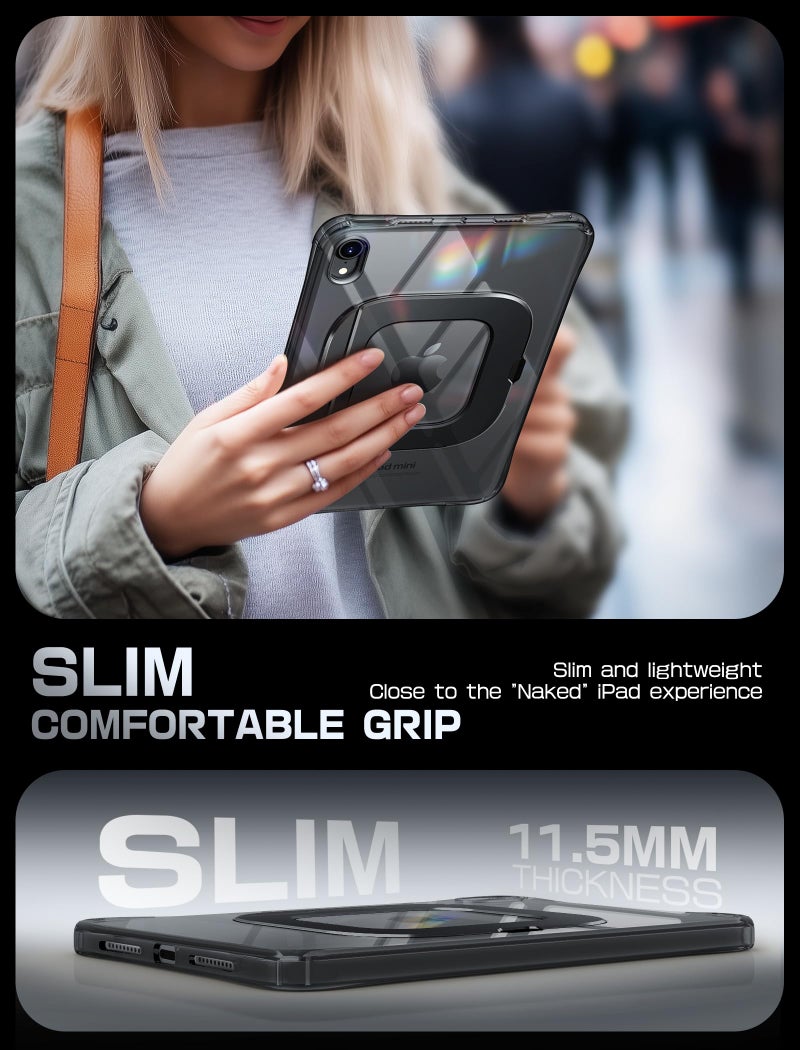 SUPCASE for iPad Mini 7 A17 Pro 2024 Case with Stand (Unicorn Beetle Prism), [Anti-Scratch] [Support Apple Pencil Charging] Slim Protective Clear Cover for iPad Mini 7th/6th Generation 8.3 Inch, Black - Image 4