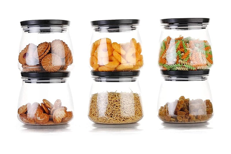 Dweezhet Matuki Shape Container Kitchen Airtight Container Jar Set Unbreakable Sturdy Multi Purpose Transparent Jar Capacity 900ml Set of 6pcs - Image 4
