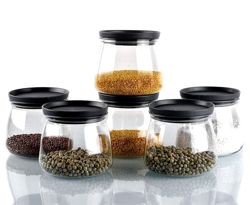 Dweezhet Matuki Shape Container Kitchen Airtight Container Jar Set Unbreakable Sturdy Multi Purpose Transparent Jar Capacity 900ml Set of 6pcs - Image 3