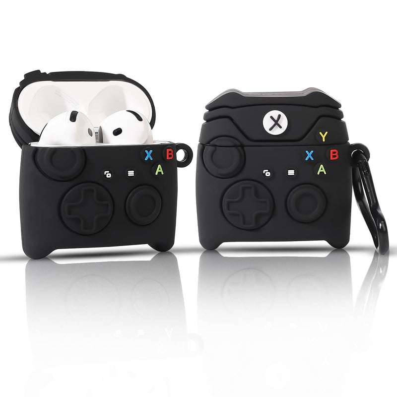 LEWOTE Compatible with Apple Airpods 4 Protective Funny Cute 3D Cartoon Case Cover with Keychain (Gamepad Black) - Image 2