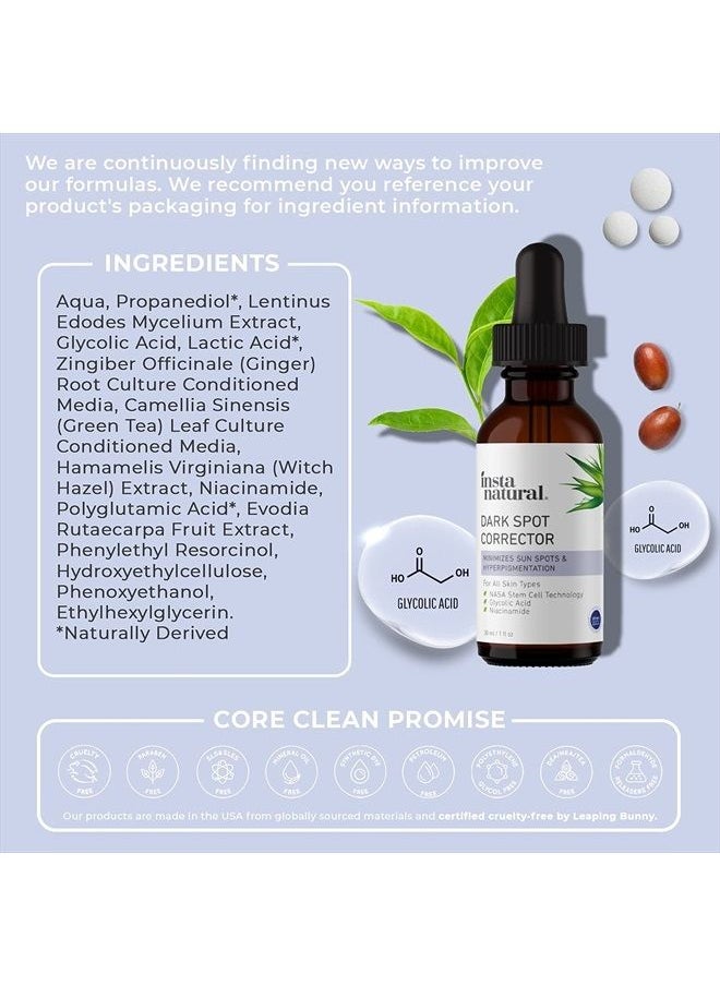 Instanatural - Dark Spot Corrector & Remover - Brightening Serum for Face & Body Made With Glycolic Acid & Niacinamide - Improve Skin Discoloration, Hyperpigmentation, Scars, Tone, Sun & Age Spot Repair - 1 oz - Image 1