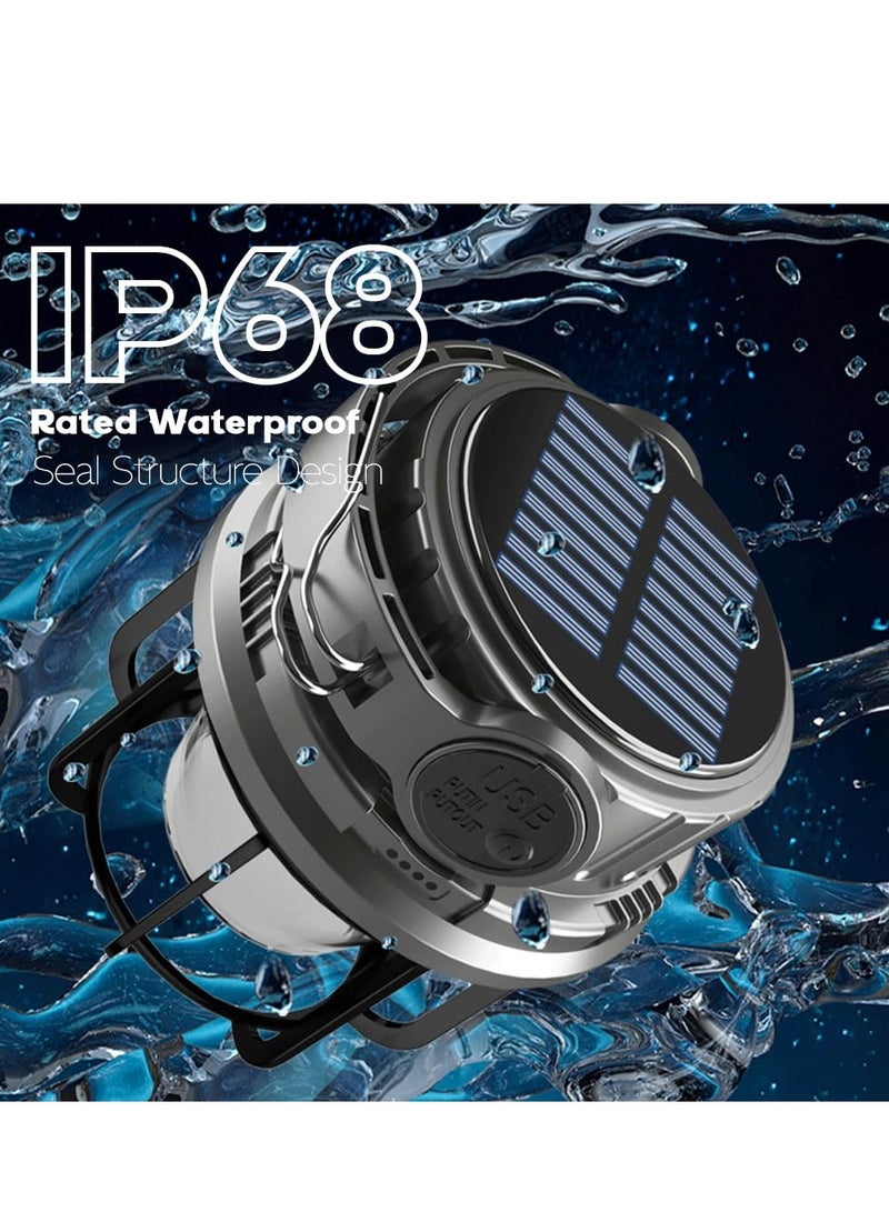 Solar Camping Lantern, Hanging Lanterns with Sloar Panel and 3 Light Sources 6 Light Modes, 2400 MAH USB Charging Port Waterproof Light for Camp Tent Hurricane Emergency Outdoor Hiking Travel - Image 5