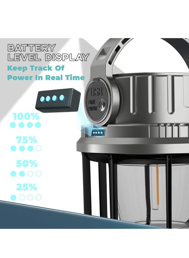 Solar Camping Lantern, Hanging Lanterns with Sloar Panel and 3 Light Sources 6 Light Modes, 2400 MAH USB Charging Port Waterproof Light for Camp Tent Hurricane Emergency Outdoor Hiking Travel - Image 3