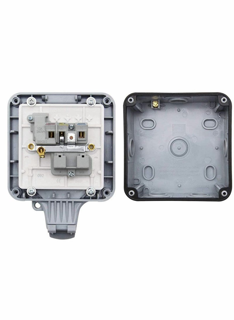 Outdoor Sockets Waterproof Single Socket, Wall Electrical Outlets, IP66 Switched Socket Covers,13A Outdoor Wall Weatherproof Plug Socket Box (Single socket) - Image 4