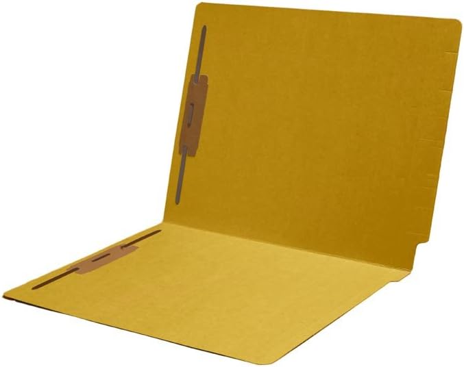 14pt Folders, Assorted Colors, Full Cut 2-Ply END TAB, Letter Size, Fastener Pos #1 & #3 (Box of 50) (Yellow)