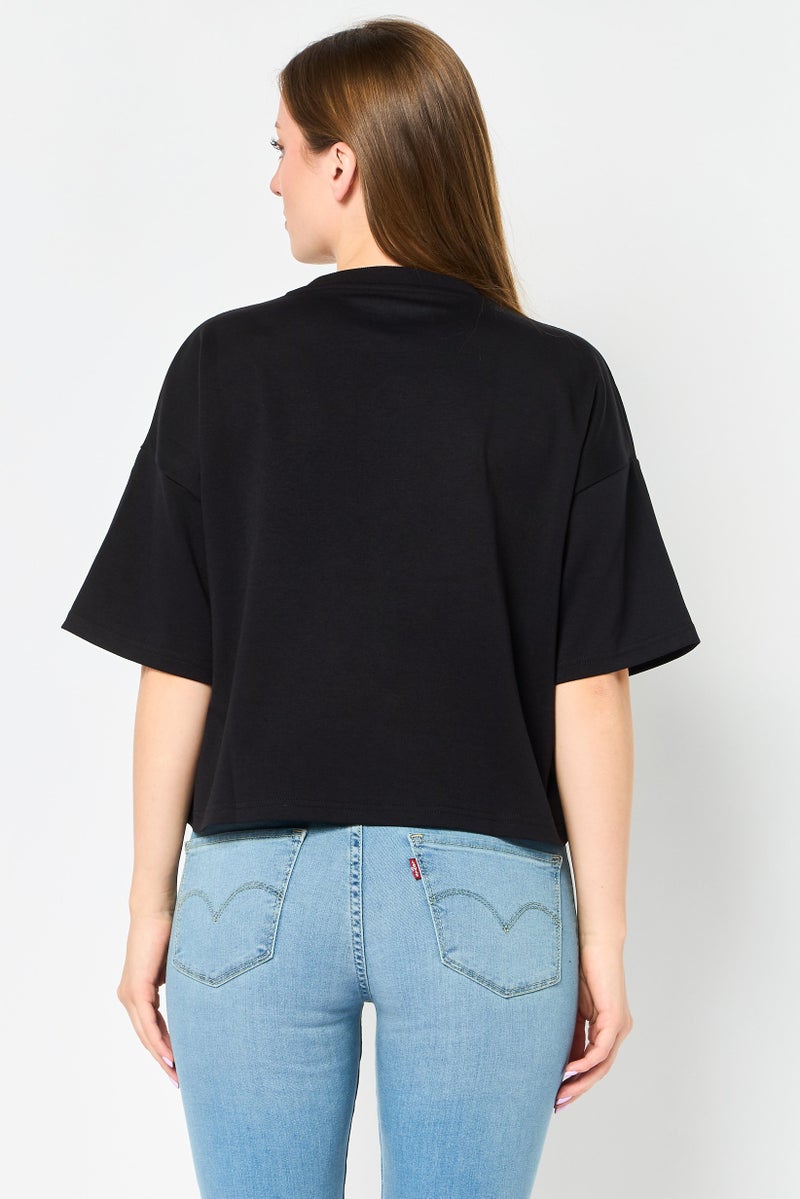 Core Elements Women Crew Neck Plain Short Sleeve T-Shirt, Black - Image 4