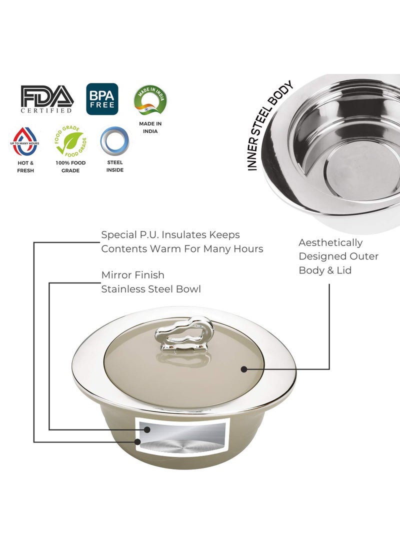 Trueware TRUEWARE Zinna Casserole 1500 Inner Steel Casserole 1500 ml Brown PU Insulated BPA free Odour Proof Food Grade Easy to Carry Easy to Store Ideal For Chapatti Roti Curd Maker Kitchen Storage Kitchen accesseroies Thermoware Hot Pot  - Image 4
