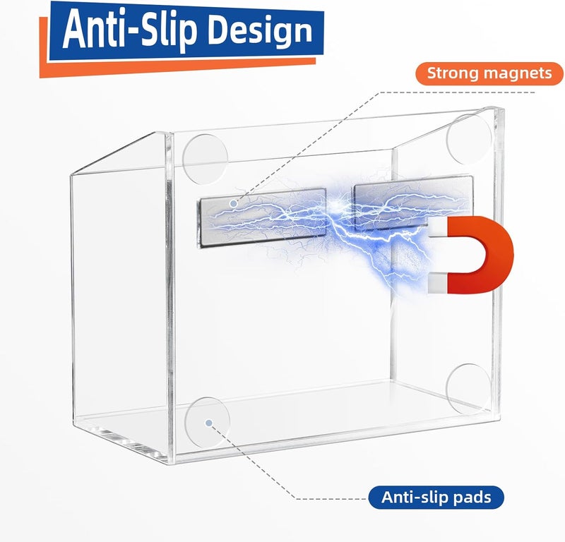 Simetufy Magnetic Glass Whiteboard Accessory Holder for Markers, Pens, Pencils - Fridge, Lockers, Whiteboards - Transparent, 1 Pack - Image 4